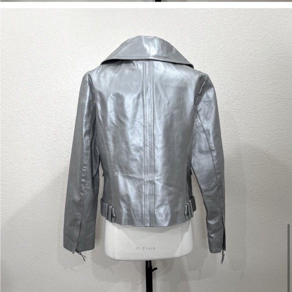 MixIt Silver Leather Moto Jacket Large Y2K - Picture 8 of 13